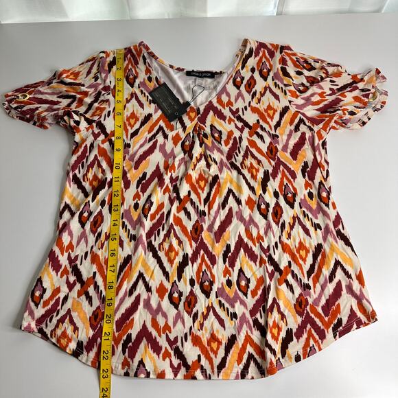 NWT Cable & Gauge Orange Geometric Print Open Sleeve Blouse Womens Size Small S - Picture 12 of 12